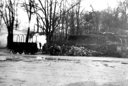 Quartermaster wood pile at Base Hospital No.6, Bordeaux, France, 1918 (32250818476) photo