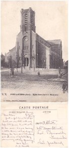 Pont-de-Nieppe (Nord) — Carte postale recto-verso de l'église Notre-Dame de Bonsecours