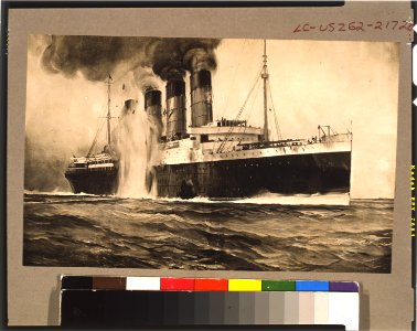 R.M.S. Lusitania, hit by torpedos off Kinsale Head, Ireland LCCN2006677520 photo