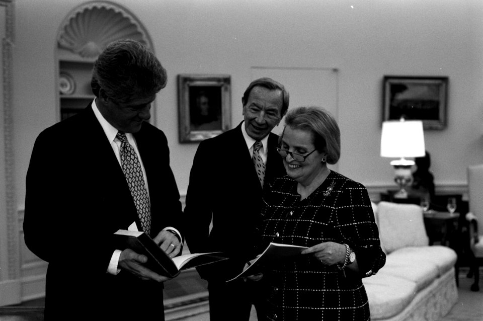 President Bill Clinton with Madeline Albright and Warren Christopher