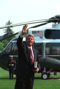 President Bill Clinton returns from Chicago
