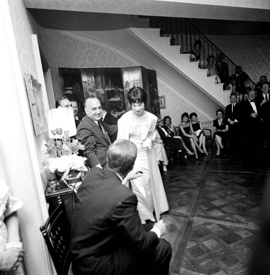 President John F. Kennedy with Entertainer, Shirley MacLaine, at Private Reception in New York City JFKWHP-ST-A47-17-62
