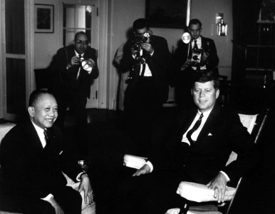 President John F. Kennedy with Ambassador of the Philippines, Carlos P. Romulo