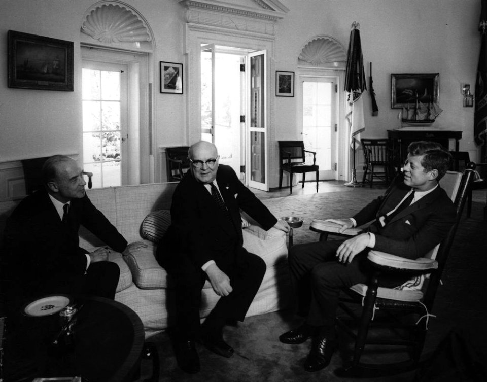 President John F. Kennedy with Foreign Minister of Belgium, Paul-Henri Spaak