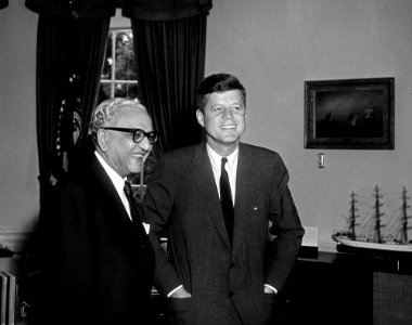 President John F. Kennedy with Ambassador of India, Mohamed Ali Currim Chagla