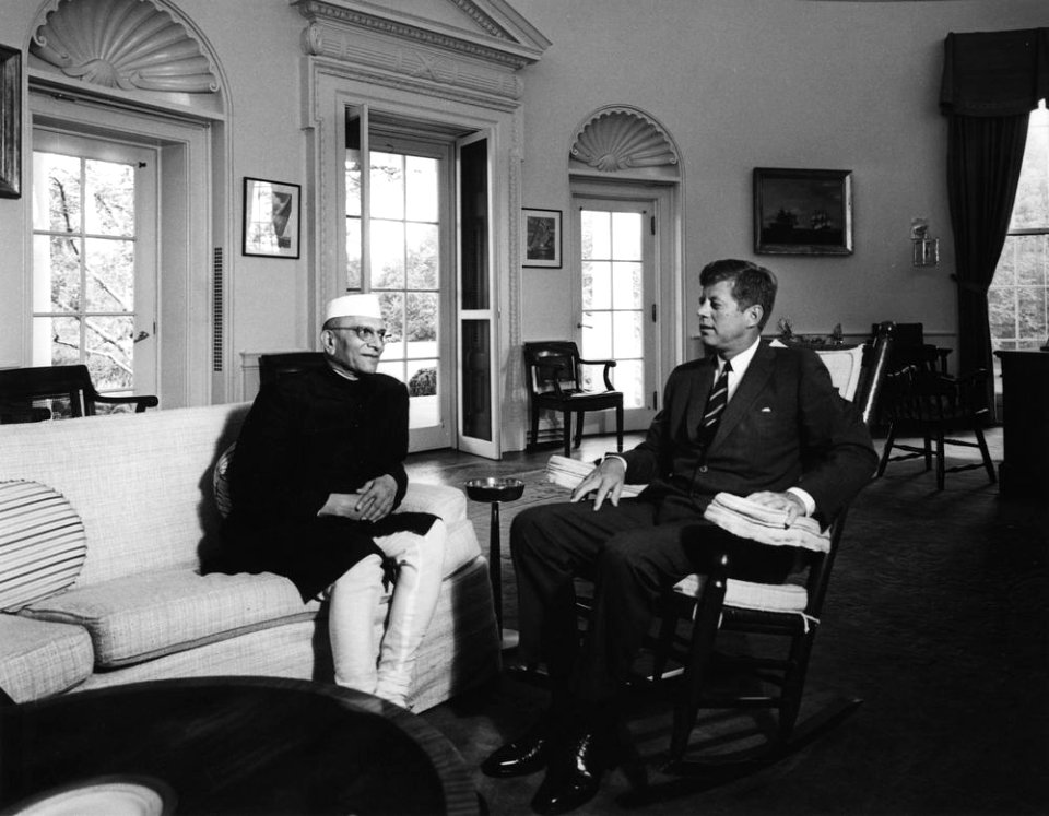 President John F. Kennedy with Indian Finance Minister, Morarji Desai