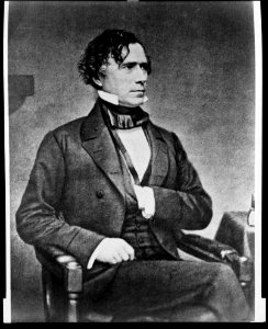 President Franklin Pierce, three-quarter length portrait, seated, facing right, with left hand inside vest LCCN96522460 photo
