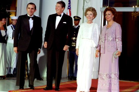 President Ronald Reagan and Nancy Reagan with President António Ramalho Eanes and Manuela Ramalho Eanes of Portugal photo