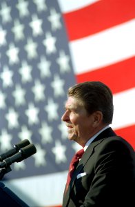 President Ronald Reagan at a Reagan-Bush rally in Hammonton, New Jersey photo