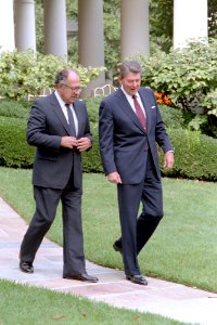 President Ronald Reagan and Philip Habib