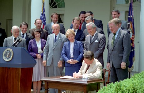 President Ronald Reagan at the Signing Ceremony for HR 3635, the Child Protection Act of 1984
