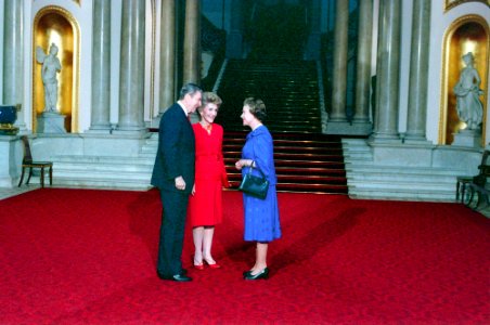 President Ronald Reagan and Nancy Reagan with Queen Elizabeth II photo