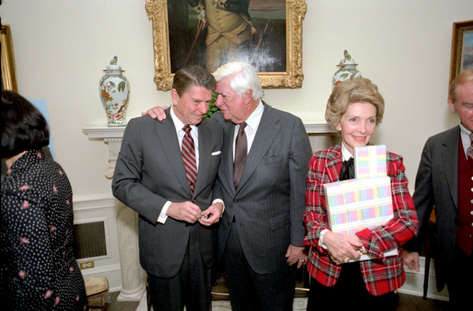 President Ronald Reagan and Nancy Reagan with Tip O'Neill