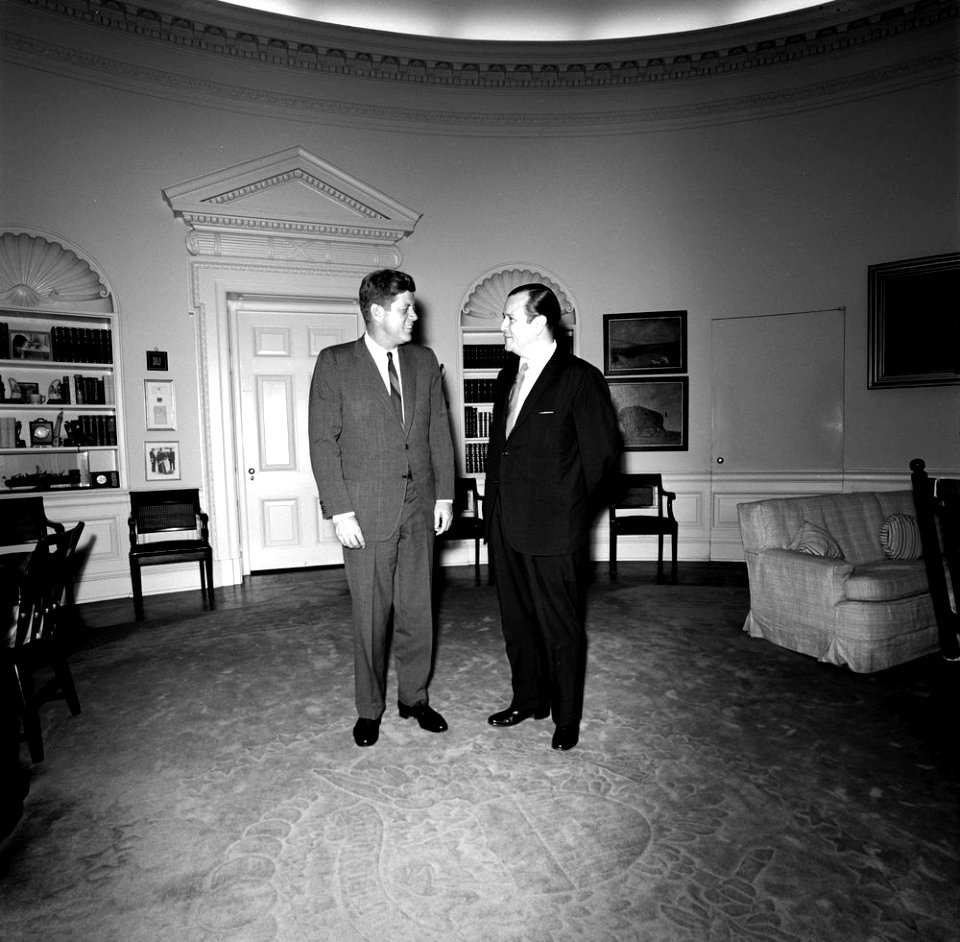 President John F. Kennedy with Leader of the Social Christian Party of Venezuela, Dr. Rafael Caldera