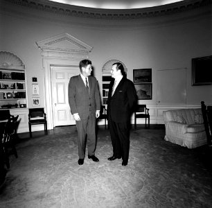 President John F. Kennedy with Leader of the Social Christian Party of Venezuela, Dr. Rafael Caldera