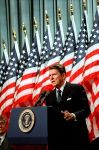 President Ronald Reagan at a rally for Senator David Durenberger in Minneapolis photo