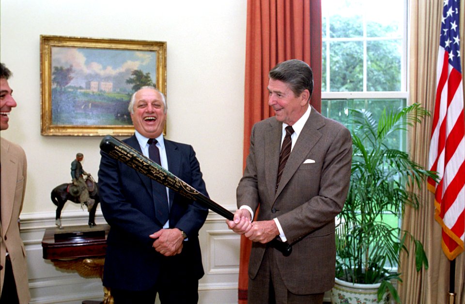 President Ronald Reagan and Tommy Lasorda