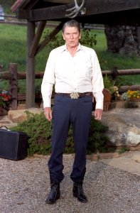 President Ronald Reagan at Rancho Del Cielo in Santa Barbara, California photo