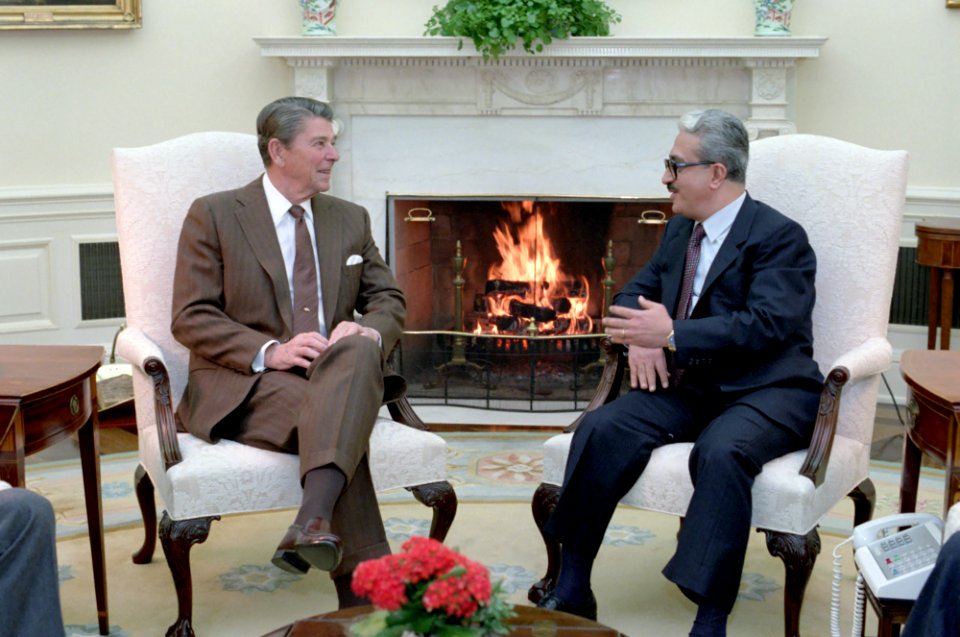 President Ronald Reagan and Tariq Aziz