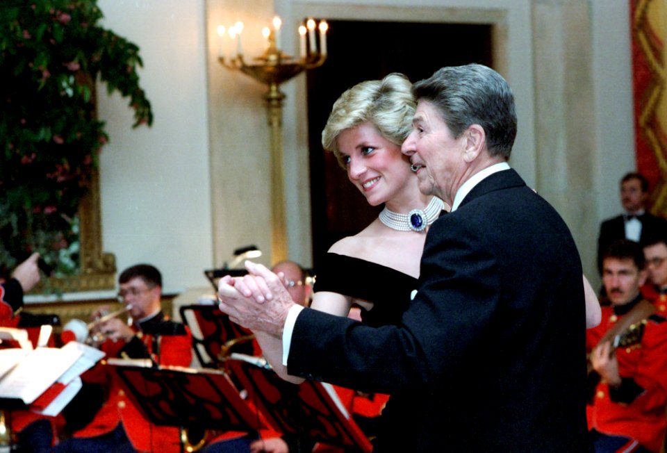 President Ronald Reagan dancing with Princess Diana