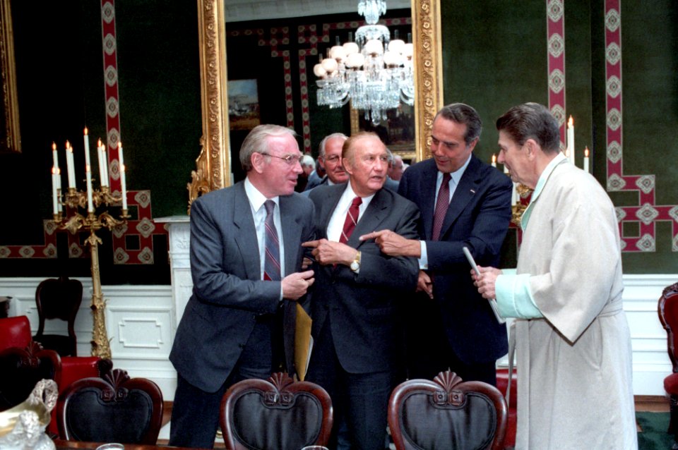 President Ronald Reagan Concludes a Bipartisan Congressional Leadership Meeting