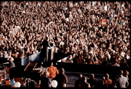 President Richard Nixon addresses a Large Crowd at a Campaign Rally Held at Ontario International Airport in California photo