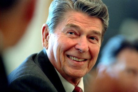 President Ronald Reagan during a Cabinet Meeting photo