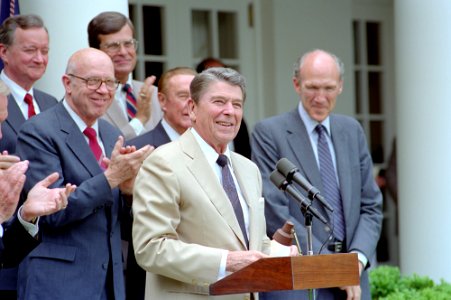 President Ronald Reagan during the signing ceremony for the New GI Bill Continuation Act