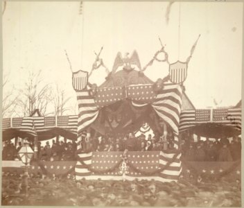 President Garfield in reviewing stand, viewing inauguration ceremonies, March 4, 1881 LCCN00650941 photo