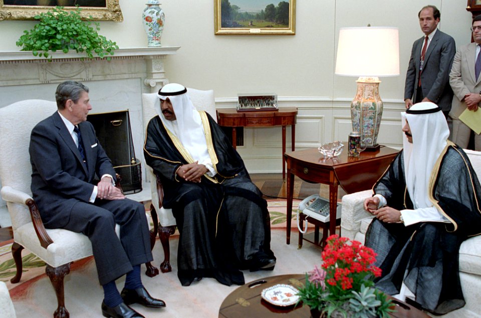 President Ronald Reagan during a working visit of Prime Minister and Crown Prince Al Sabah of Kuwait