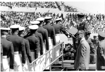 President Richard Nixon Awards Commencement Ceremony Diplomas at Air Force Academy in Colorado Springs
