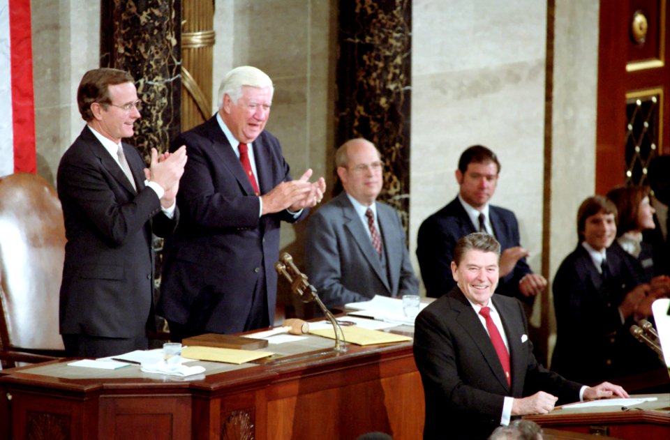 President Ronald Reagan giving the State of the Union Address to Congress and the Nation
