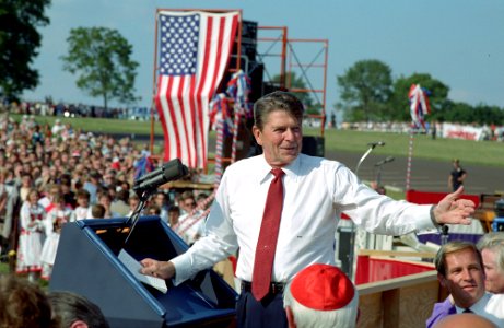 President Ronald Reagan delivers remarks in Doylestown, Pennsylvania