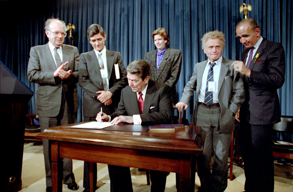 President Ronald Reagan during the Signing Ceremony for Proclamation 5589 International Human Rights Day