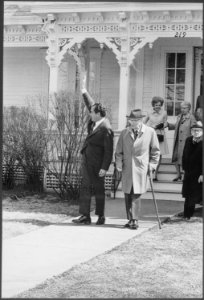 President Nixon with former President Harry S Truman at the Truman Library in Indepedence, Missouri - NARA - 194614 photo