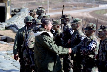 President Ronald Reagan during his trip to the Demilitarized Zone