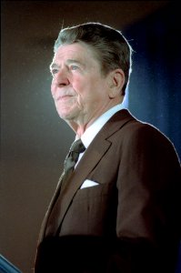 President Ronald Reagan at the convention of the National Association of Manufacturers in Washington D.C