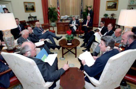 President Ronald Reagan during the Washington Summit and the State Visit of General Secretary Mikhail Gorbachev photo