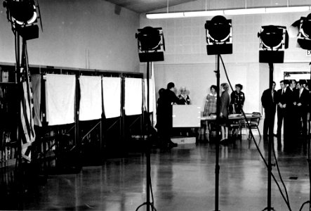 President Richard Nixon Casts His Ballot at a Polling Place Hosted by Concordia Middle School in San Clemente, California