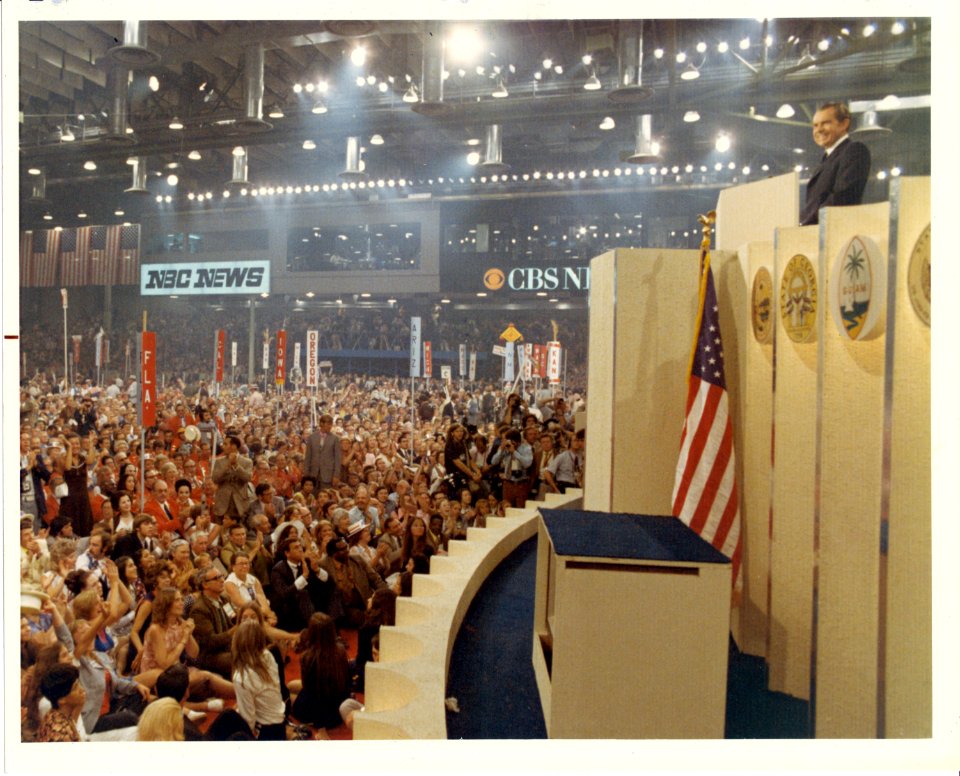 President Richard Nixon Stands at a Podium Overlooking Delegates at the National Republican Convention in Miami Beach, Florida