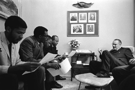 President Lyndon B. Johnson meeting with Civil Rights activists