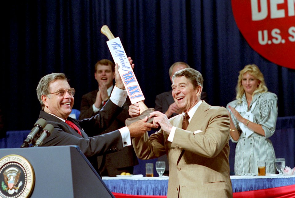 President Ronald Reagan attending a fundraiser for Jeremiah Denton