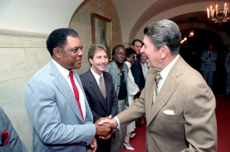 President Ronald Reagan greeting Willie Mays