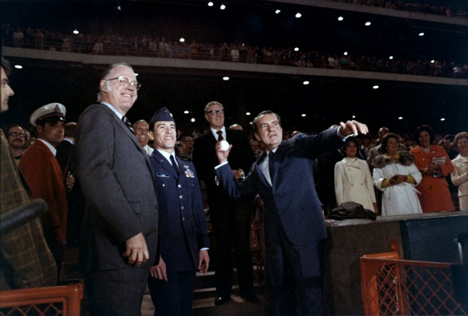 President Richard Nixon Starting the 1973 American League Season by Tossing a Baseball