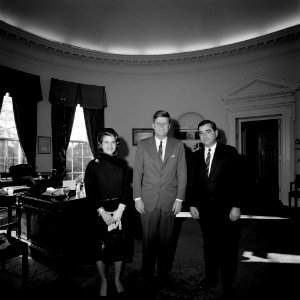 President John F. Kennedy with U.S. Ambassador to Luxembourg, William Robert Rivkin (01) photo