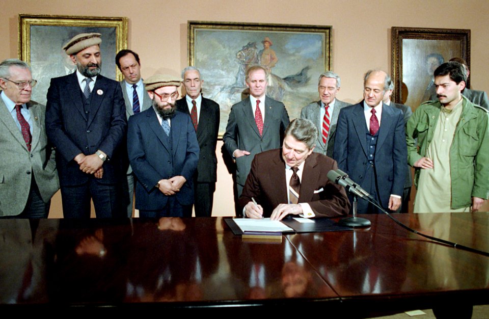 President Ronald Reagan at the signing ceremony for Proclamation 5621