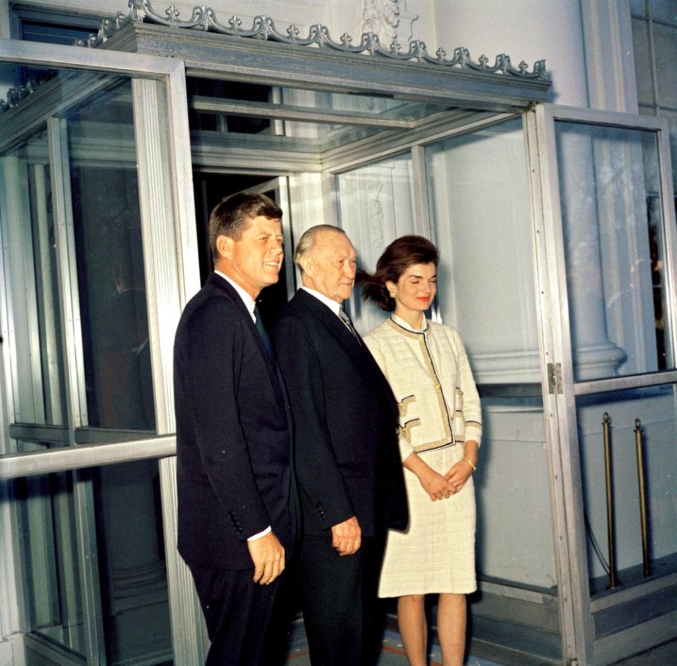 President John F. Kennedy, Chancellor Konrad Adenauer, and First Lady Jacqueline Kennedy (03)