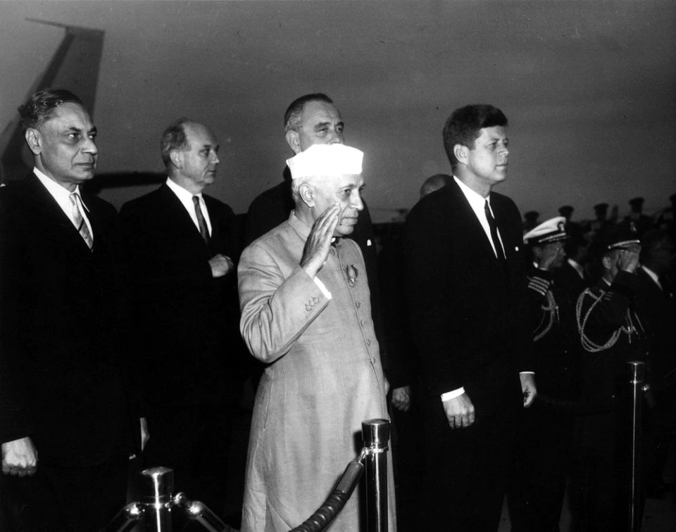 President John F. Kennedy, Prime Minister of India Jawaharlal Nehru, and Others During Arrival Ceremonies (2)