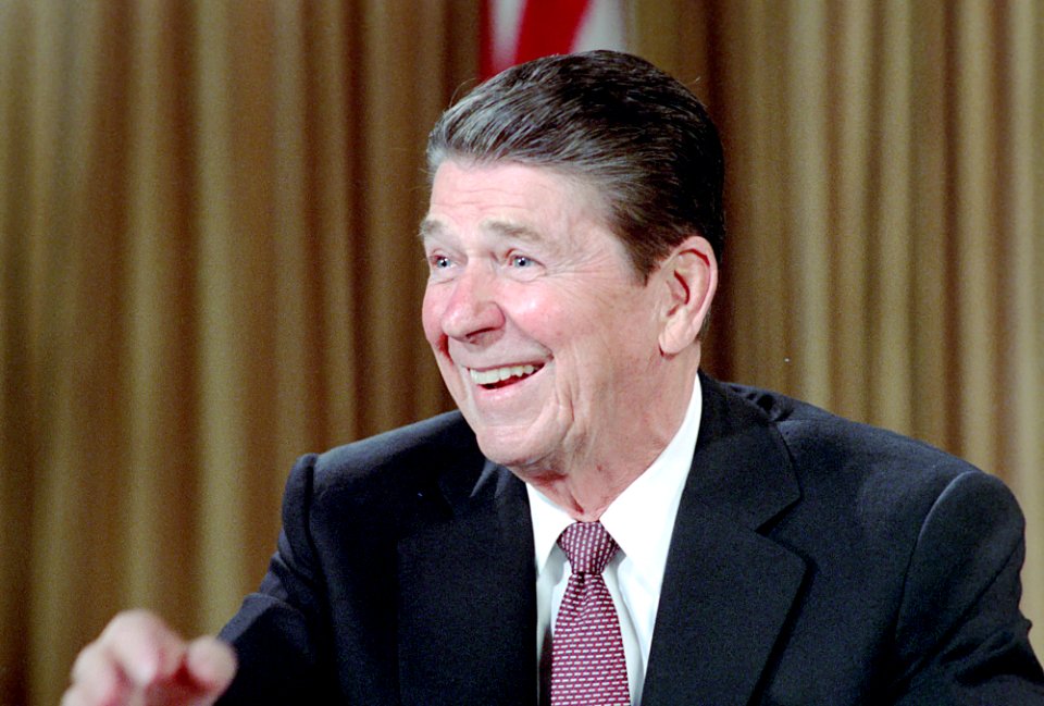 President Ronald Reagan during his address to the Nation on the upcoming Geneva Summit in the Oval Office
