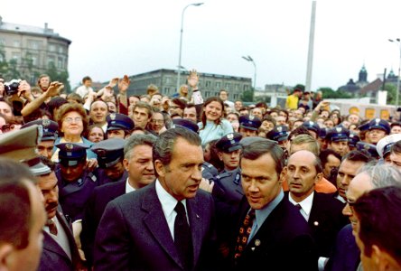 President Richard Nixon and First Lady Pat Nixon Greeted by Enthusiastic Crowds in Warsaw, Poland